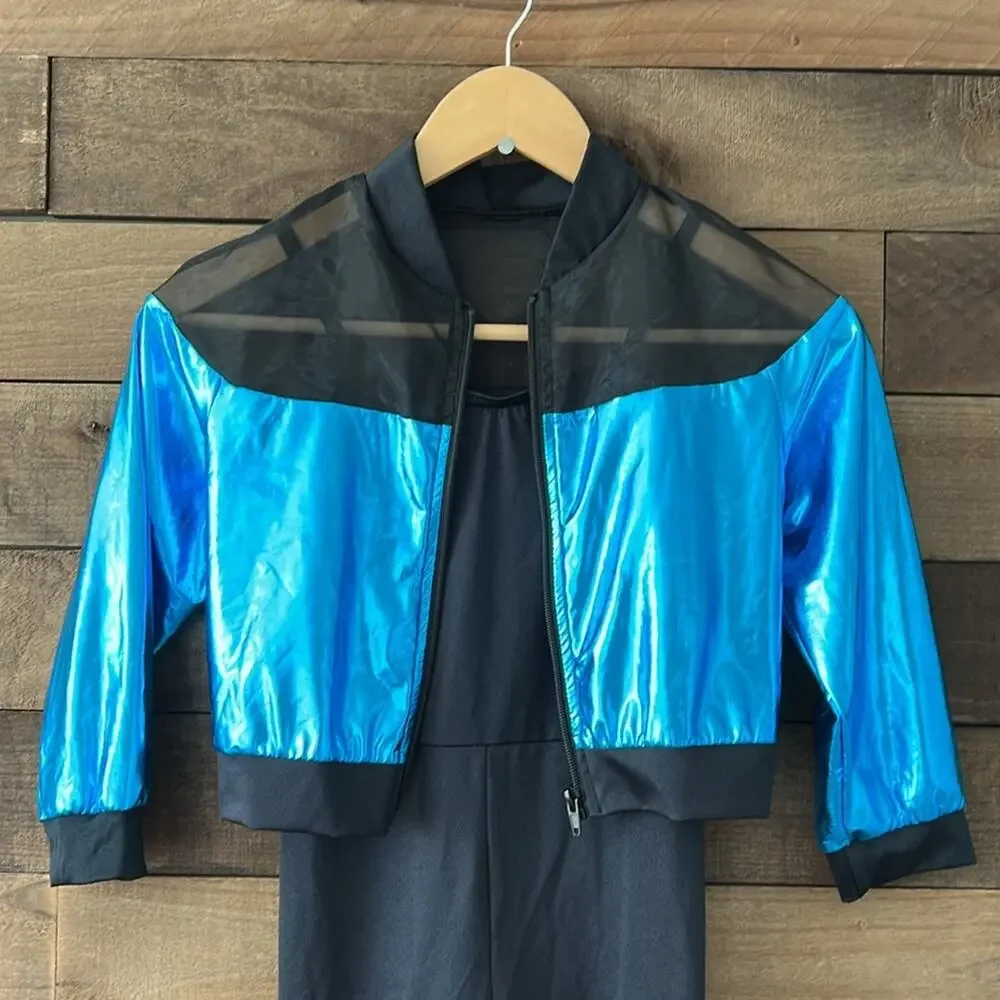NWOT Weissman Showtime Girl's As Long As You Love Me Dance Costume in Blue Black